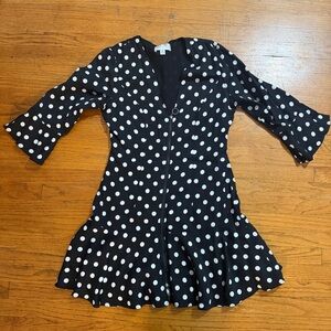 Shilla Zip Front Polka Dot Quarter Sleeve Dress